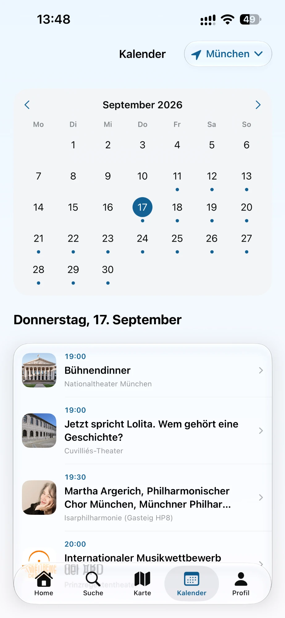 Kalender September 2026: am 17. September unter anderem Martha Argerich in der Isarphilharmonie
