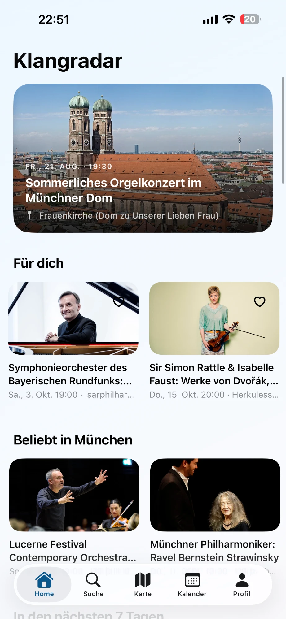 Startseite: Orgelkonzert im Münchner Dom, Für dich mit Sir Simon Rattle und Isabelle Faust, Beliebt in München